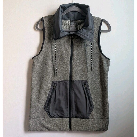 Under Armour Vest UA Womens Medium Survivor Hybrid Cold Gear Full Zip Gray Black - Picture 1 of 15